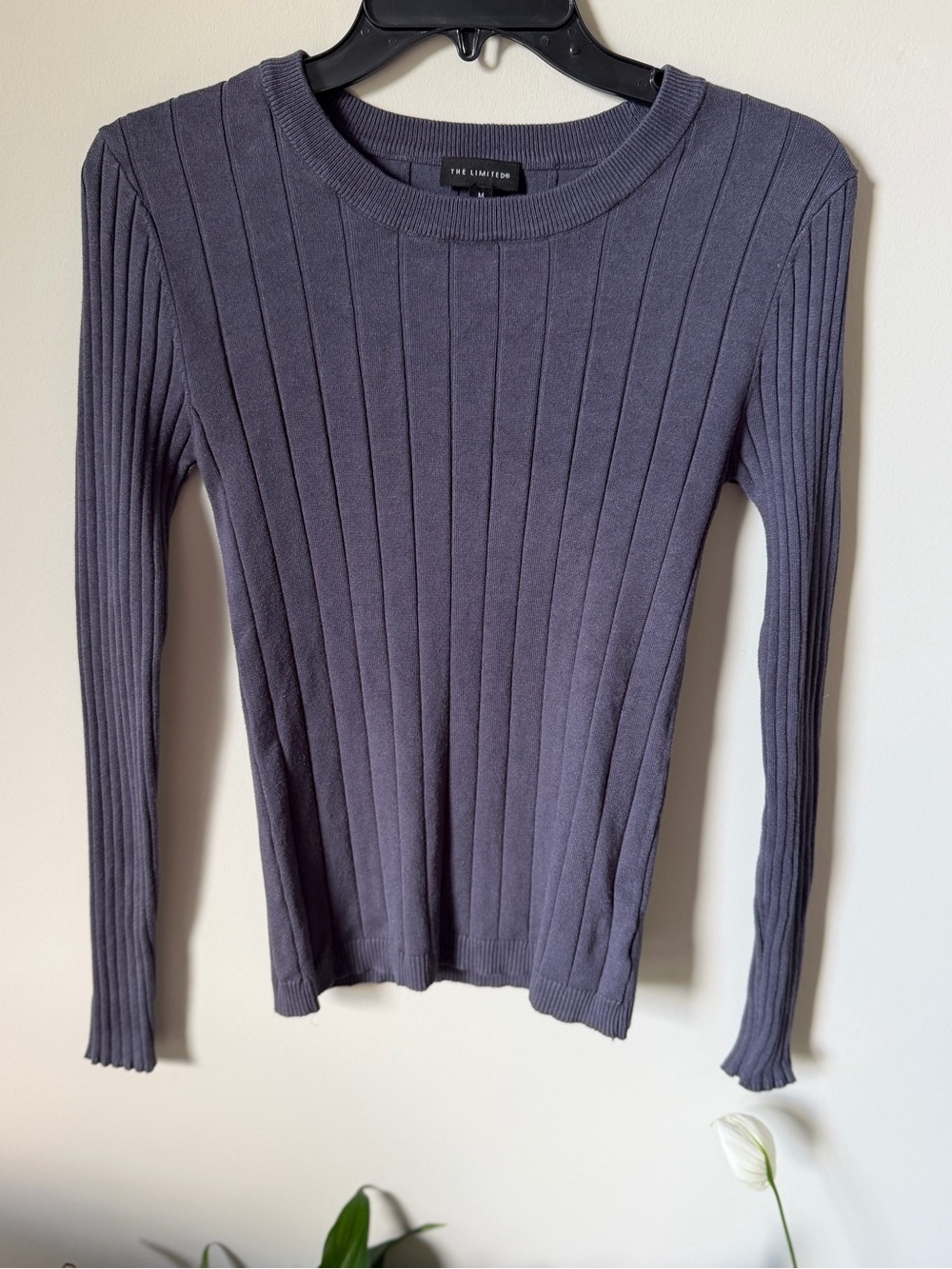 The Limited Women's Ribbed Long-Sleeve Sweater/Top - Slate Gray, Size M